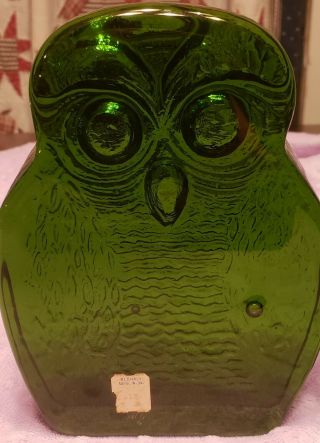 BLENKO Art Glass Emerald Green Glass Owl Bookend Set 1960 Joel Myers Designer 5