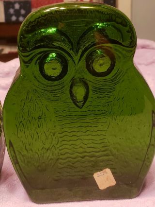 BLENKO Art Glass Emerald Green Glass Owl Bookend Set 1960 Joel Myers Designer 6