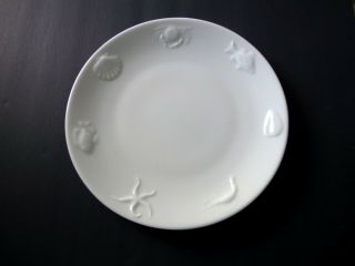 Collectible Apilco Ocean White Porcelain Luncheon Plate Nautical Coastal Shell