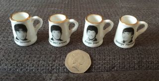 The Beatles Vintage Set Of 4 Collectible Miniature Porcelain Tankards