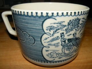 RARE Five COFFEE MUGS Blue CURRIER and IVES Dinnerware Cups FASHIONABLE TURNOUTS 4