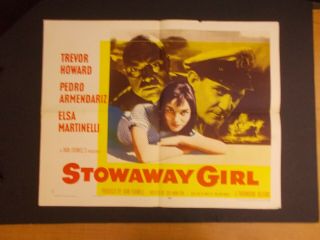 Stowaway Girl - Elsa Martinelli - Trevor Howard - Half Sheet Movie Poster 1957