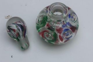 Joe St.  Clair paperweight perfume bottle,  multicolored flowers bubbles 2