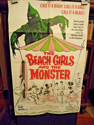 Beach Girls And The Monster 1965 One - Sheet Movie Poster Fabulous