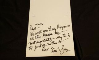 Jerry Lewis Hand Written And Signed Card And Yacht Photo Dated Oct 30,  1991