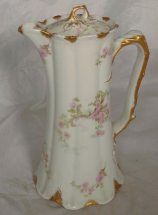 Theodore Haviland French Limoges Porcelain Schleiger Chocolate Pot Pink Rose 2