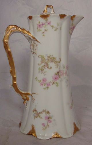 Theodore Haviland French Limoges Porcelain Schleiger Chocolate Pot Pink Rose 3