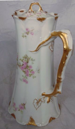 Theodore Haviland French Limoges Porcelain Schleiger Chocolate Pot Pink Rose 5