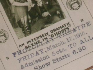 1916 Photoplay Theatre Program,  Ghost,  Majestic Motion Picture Co.  Hendrik Ibsen