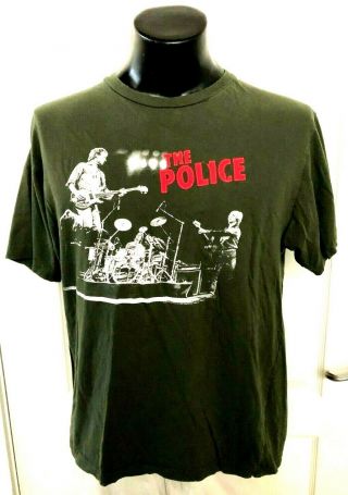 The Police 2007 - 2008 World Tour Adult Large Concert T Shirt Green 2 Sided Rare