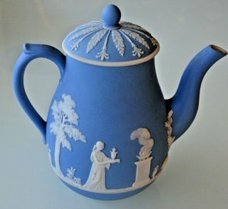 Wedgwood Blue Jasper Coffee/tea Pot Made In England