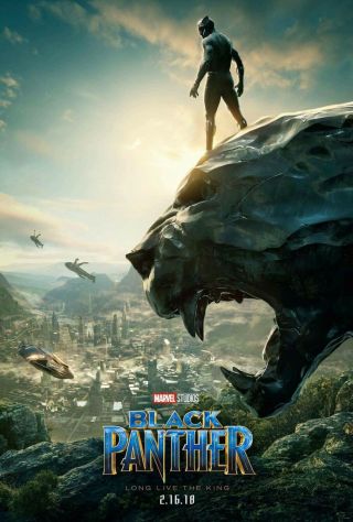 Black Panther Movie Poster 2 Sided Advance Vf 27x40 Chadwick Boseman