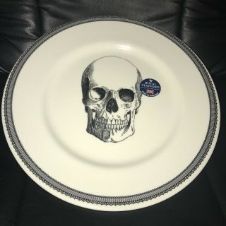 (4) Royal Stafford Skull Halloween Gothic Dinner Plates 11 In.