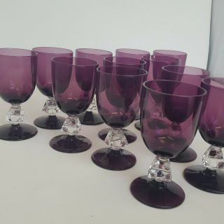 Aquarius Amethyst and Diamond Wine Goblet by Bryce Brothers Glass set of 12 3