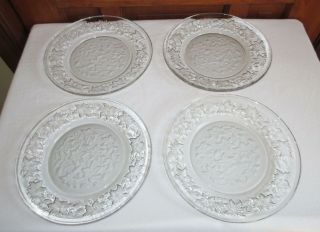Set of 4 Crystal Princess House FANTASIA Dinner Plates Poinsettia Christmas 5