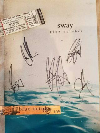 Autographed Blue October Sway Poster W/wristband,  Ticket - 11” X 17”