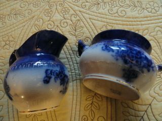Antique China WP La Belle Flow Blue Sugar Bowl and Creamer,  very vintage 7