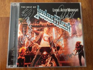 Judas Priest - Rare Band Signed Best Of / Living After Midnight Cd - Ripper Era