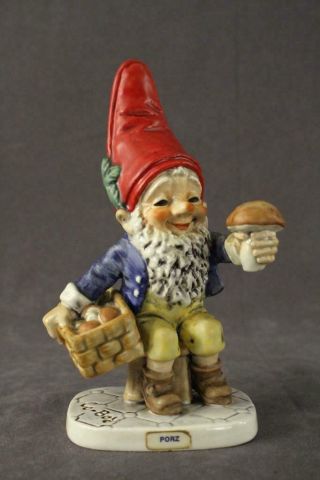 Vintage Porcelain W Germany Goebel Co Boys Gnome Porz Mushroom Picker Well 511