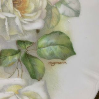 P.  T.  Bavaria Tirschenreuth,  Germany 6 Bridal Rose Bowls & Plates Signed Hagmann 6