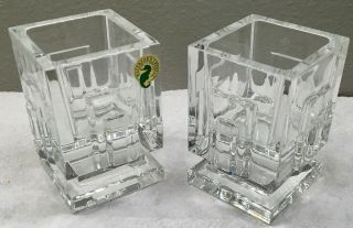 TWO WATERFORD Crystal METROPOLITAN Square Votive Candle Holders 8