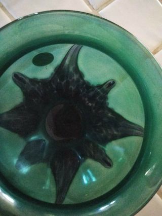 Heron Glass two toned Green Iridescent Vase with oil colored overlay.  Signed 5