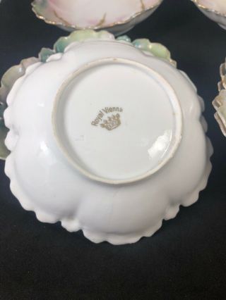 Hand Painted Royal Vienna Berry/ Dessert Bowls Set Of 8 9C 3