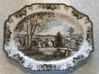 Vintage Friendly Village Large Turkey Platter Made In England Johnson Bros