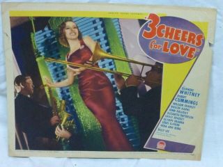 Movie Lobby Card - 3 Cheers For Love Eleanore Whitney,  Robert Cummings 1936
