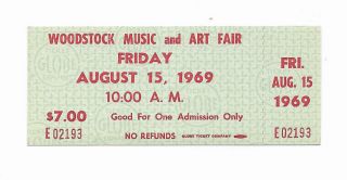 1969 Woodstock Festival Rare $7 " Advance " Ticket Authentic - 2 -
