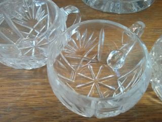 VINTAGE CRYSTAL CLEAR GLASS PUNCH BOWL SET w/ LID & 8 CUPS 8
