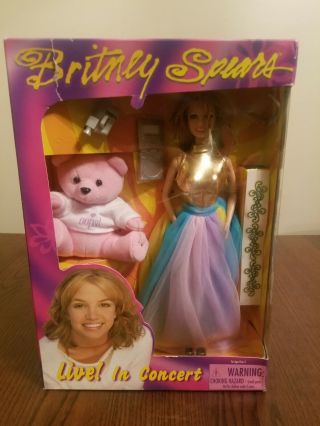 Britney Spears Doll Live In Concert Rare Limited Gold Dress - Pink Bear