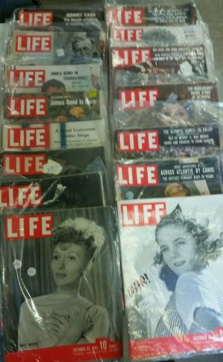 15 Vintage Life Magazines 40s 50s 60s Audrey Hepburn Johnny Cash Ian Fleming Bon