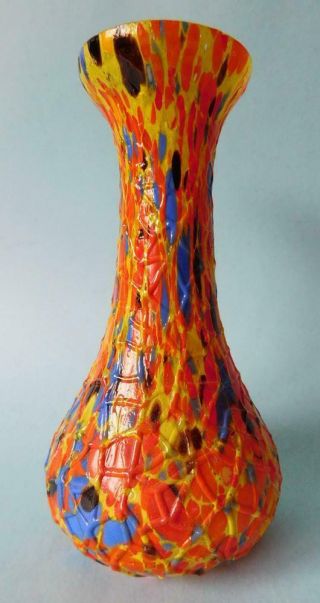 Extraordinary Art Deco End Of Day Mottled Tango Glass Bohemian Vase 1930s