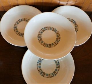 4 Canonsburg Pottery Temporama Atomic Mid Century Dura Gloss Coupe Soup Bowls