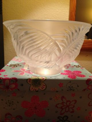Lalique Crystal”filicaria” 6 - 3/4 " Frosted Crystal Bowl Signed Rare Deco