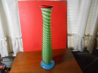 Contemporary Vibrant Art Glass Vase Signed 11 1/4 " High Magnificent Look Wow