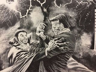 Vintage 1971 Dracula Vs Frankenstein Horror Movie Theater Promo Ad