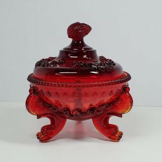 Westmoreland Glass Argonaut Shell Candy Dish Ruby Red 2 Piece Vintage