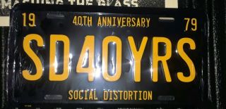 Rare Social Distortion D Mike Ness 1979 2019 40 40th Years License Plate