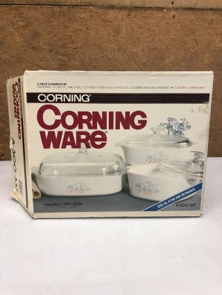 Vintage Corning Ware 6 - Piece Casserole Set A - 300 - 337 1988 Nos