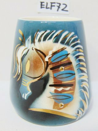 Vintage Sascha Brastoff Mid Century Modern Art Signed Horse Cup Rare 2 1/2 " Tall