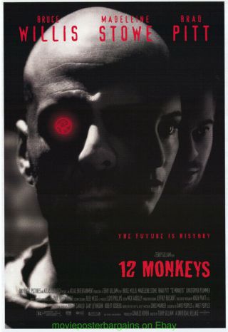 12 Monkeys Movie Poster One Sheet 27x40 Bruce Willis Brad Pitt