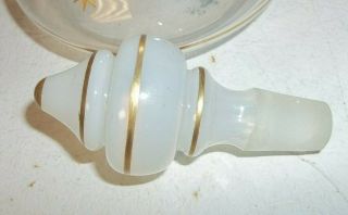 Mid Century White Glass Apothecary Jar & 2 Decanter Bed/Bath Set/Gold Starbursts 6