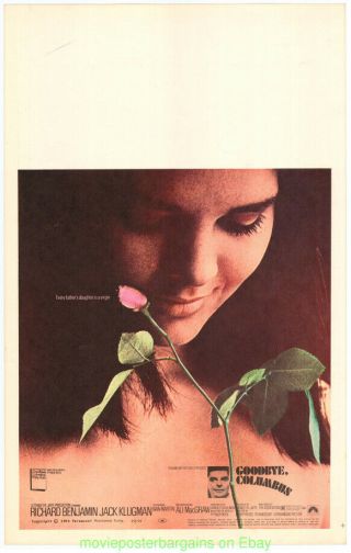 Goodbye,  Columbus Movie Poster Ali Macgraw 1969 Window Card Sixe 14x22 Inch