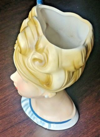 Vintage Inarco E - 3662 Head Vase Blue Bow 3