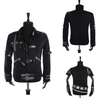 Rare Mj Michael Jackson Black Cotton Jacket For Bad Tour Cosplay Outwear Street