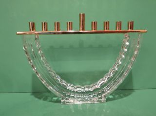 Waterford Crystal Menorah W Polished Brass