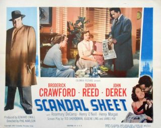 Scandal Sheet Lobby Card Broderick Crawford Donna Reed John Derek Film Noir
