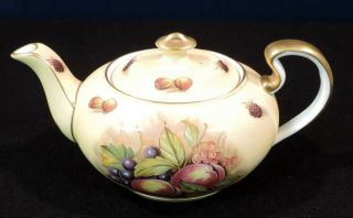 Aynsley Orchard Gold Fruit Teapot Artist Signed England